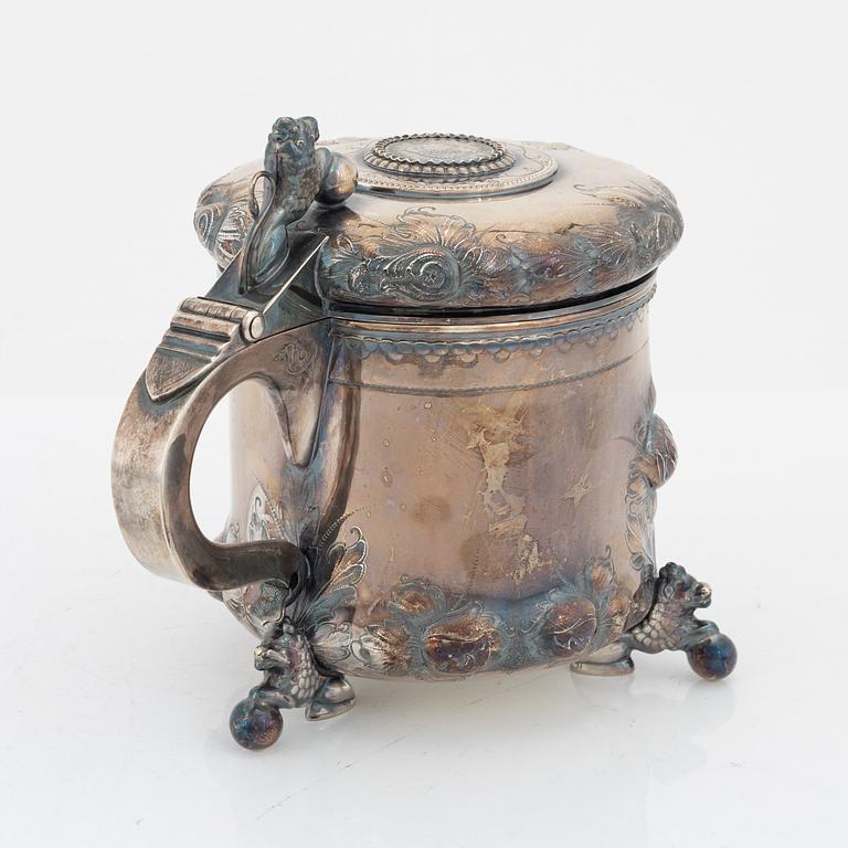 Dryckeskanna, silver, barockstil, Tesi, Göteborg, 1960.