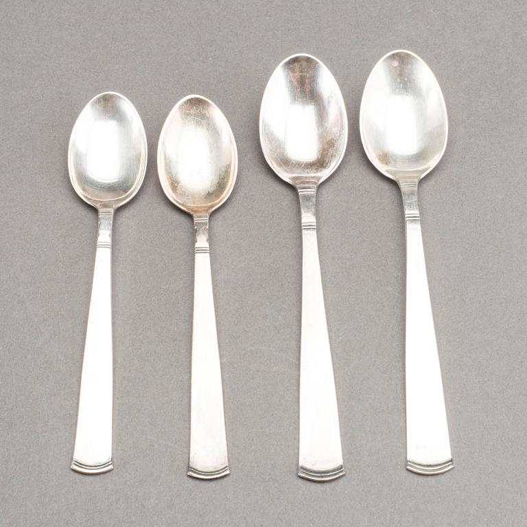 A Swedish 20th century 12 pcs of Rosenholm silver spoons, mark of GAB Stockholm 1960's weight ca 159 gr.