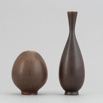 Berndt Friberg, two stoneware vases, Gustavsberg studio, Sweden.