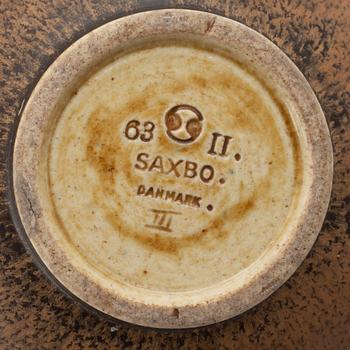 Eva Stæhr Nielsen & others, two stoneware vases and a teapot, Saxbo, Denmark, mid and first half of the 20th century.