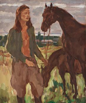 662. Lotte Laserstein, Ung kvinna med hästar (Öland).