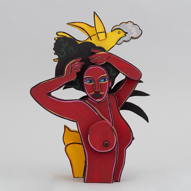 Beverloo Corneille, sculpture, painted wood, signed and numbered 711/999.