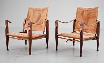 FÅTÖLJER, ett par, "Safari Chair", Kaare Klint, Rud. Rasmussen Snedkerier, Danmark, 1950/60-tal.