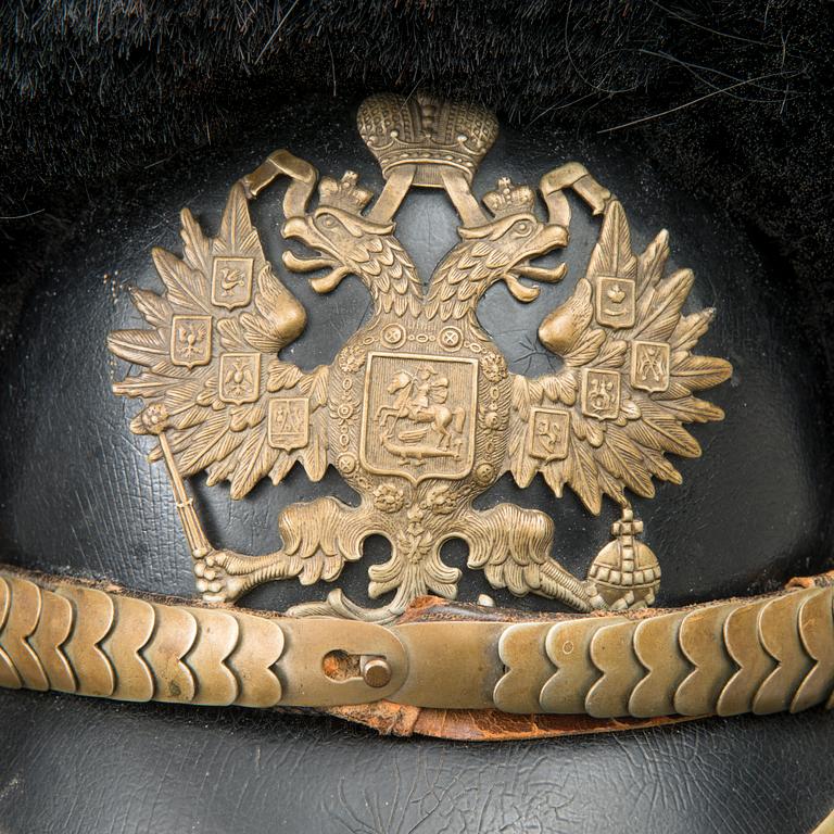 An Imperial Russian dragoon helmet, 1910s.