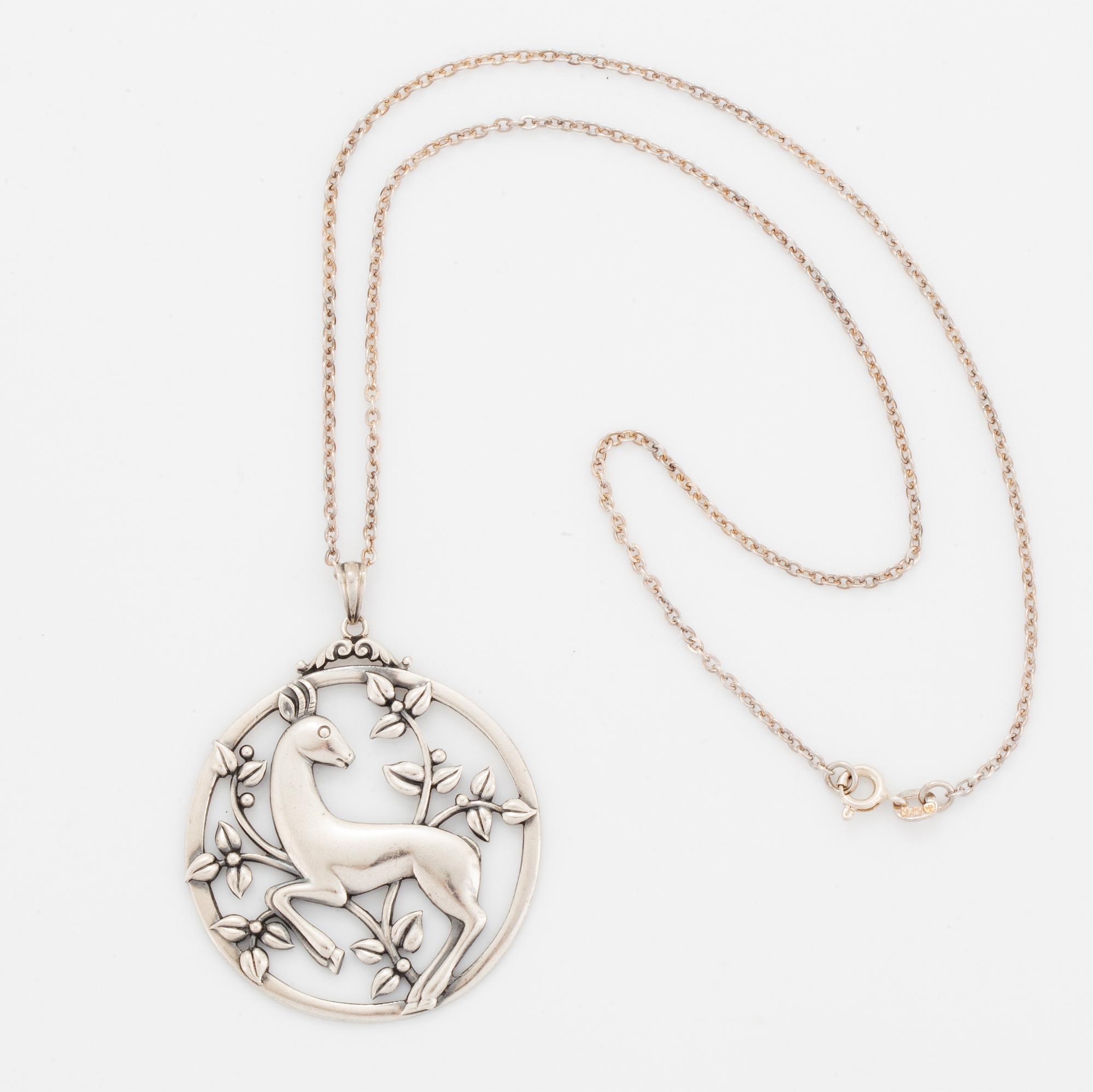 Gustaf Dahlgren & Co, silver pendant, with chain.