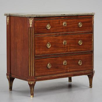 A late Gustavian mahogany commode, Stockholm, late 18th century.