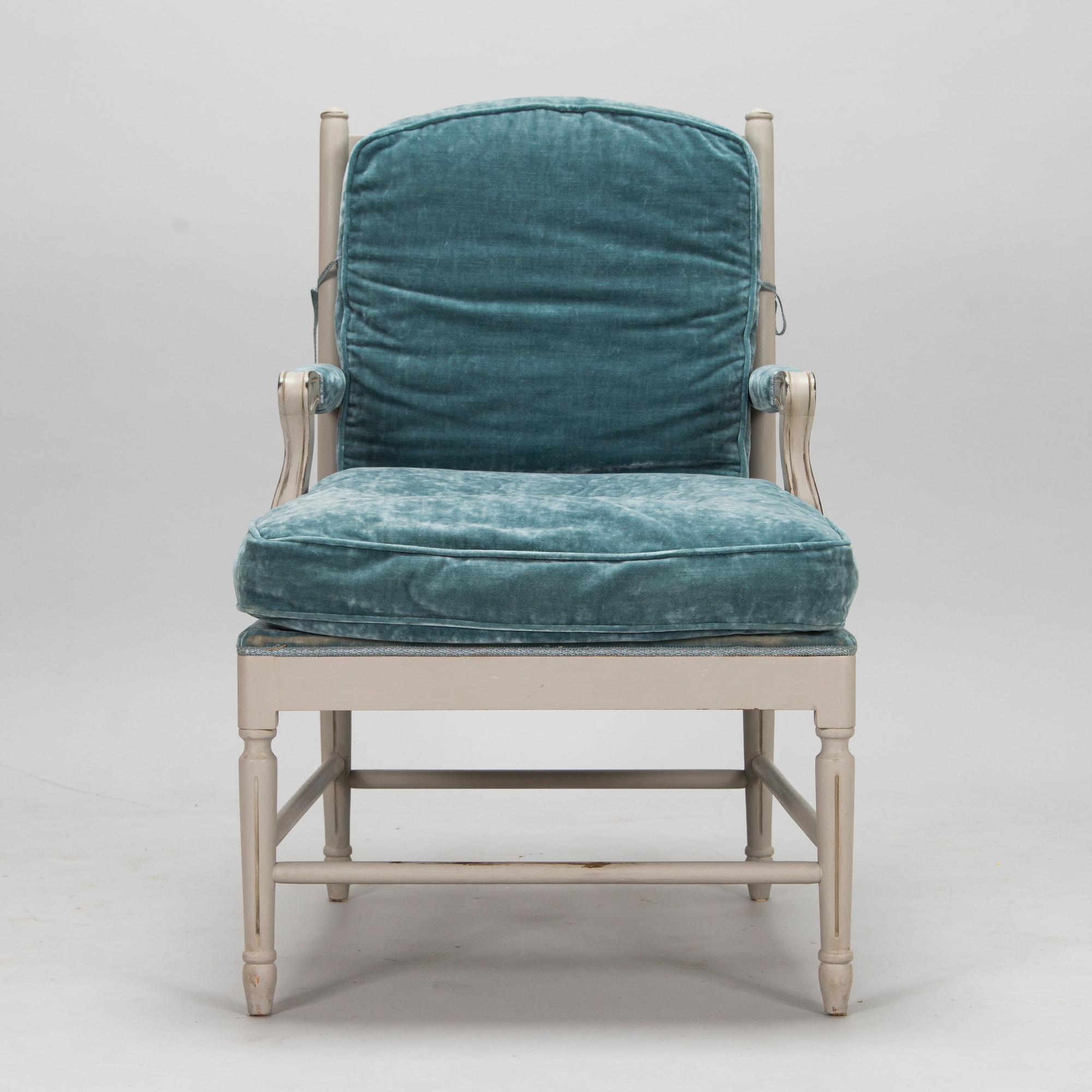 A Gustavian style armchair from the latter half of the 20th century.