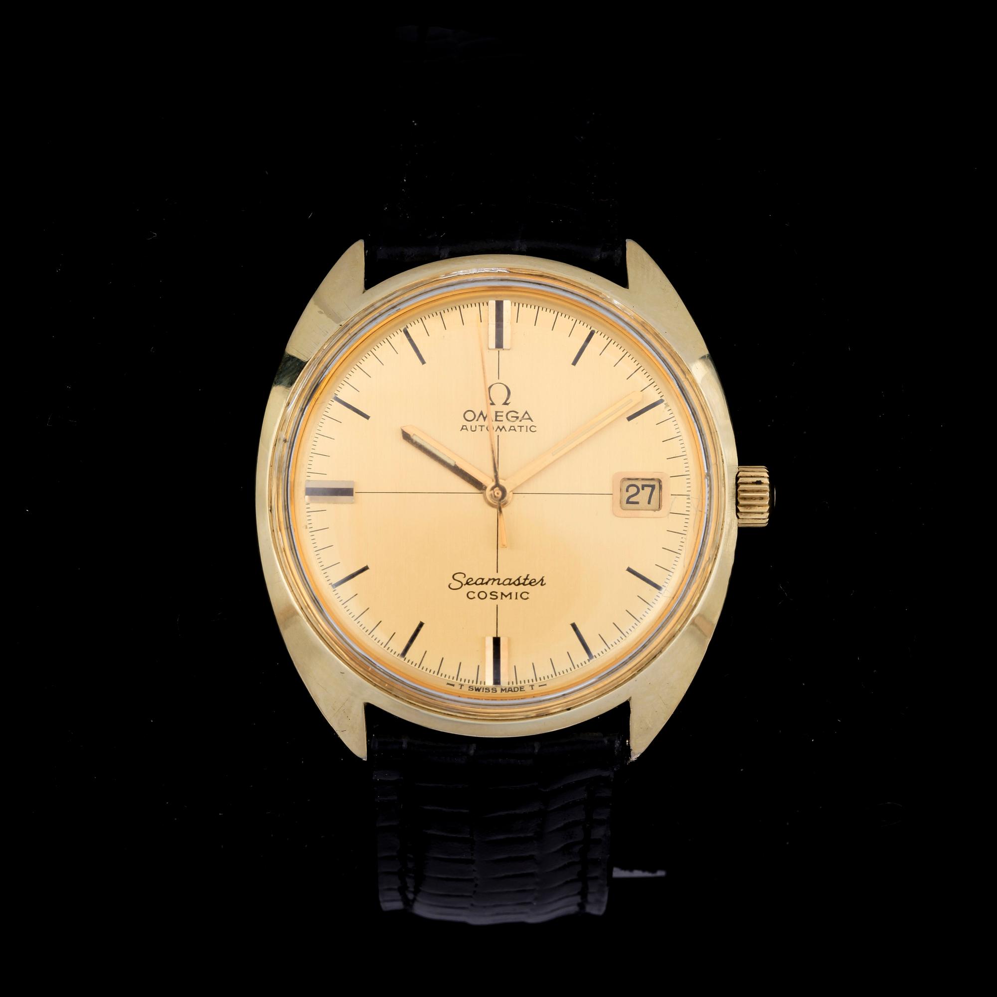 ARMBANDSUR, Omega, Automatic, Cosmic, guld på stål, 1960/70-tal.