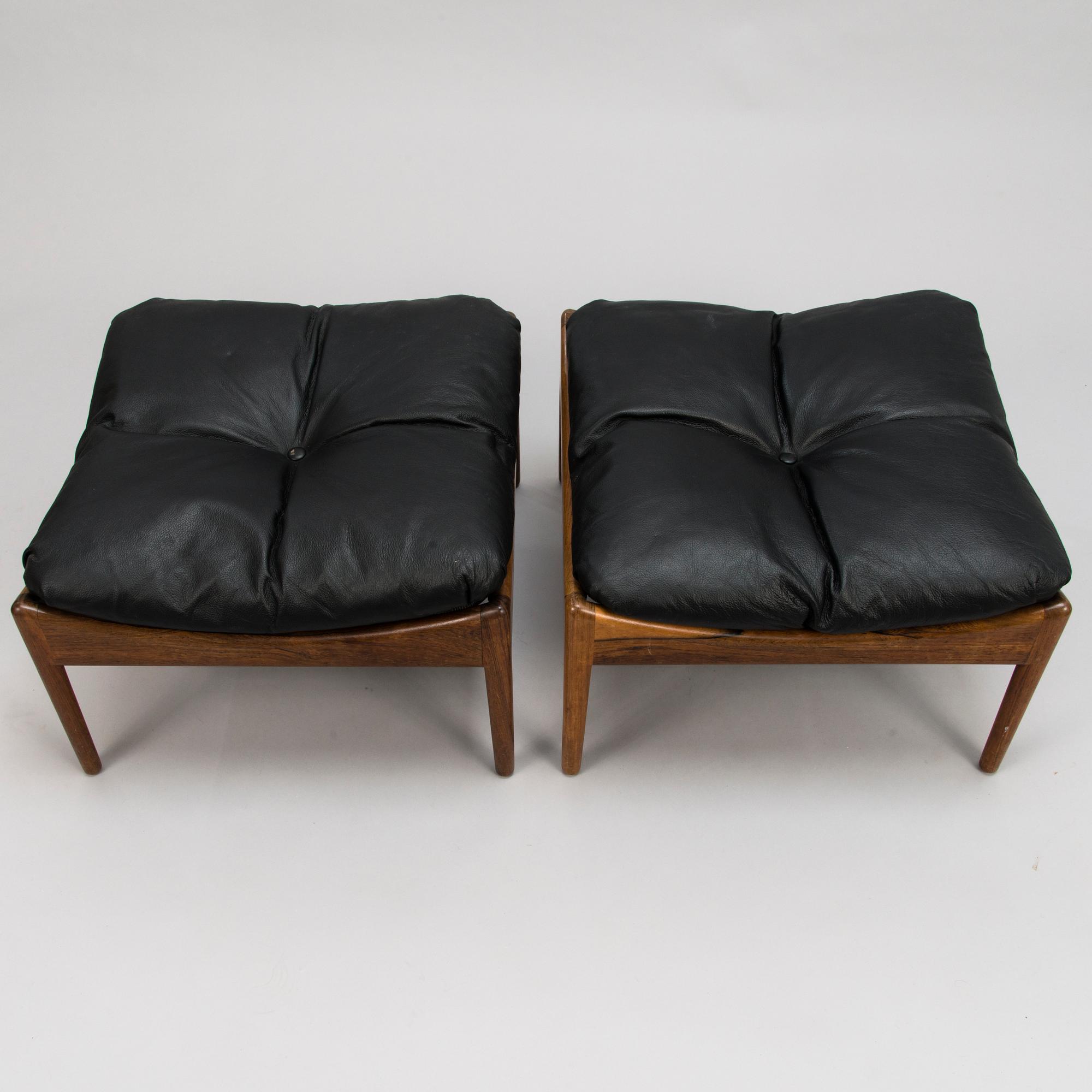 CHRISTIAN VEDEL, a pair of 1960's 'Modus' armchairs and two stools for Sören Willadsen, Denmark.