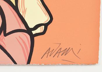 VALERIO ADAMI, tre färgserigrafier samt bok, signerad och numrerad EA 5/25 resp 37/200. Ett blad i ram.