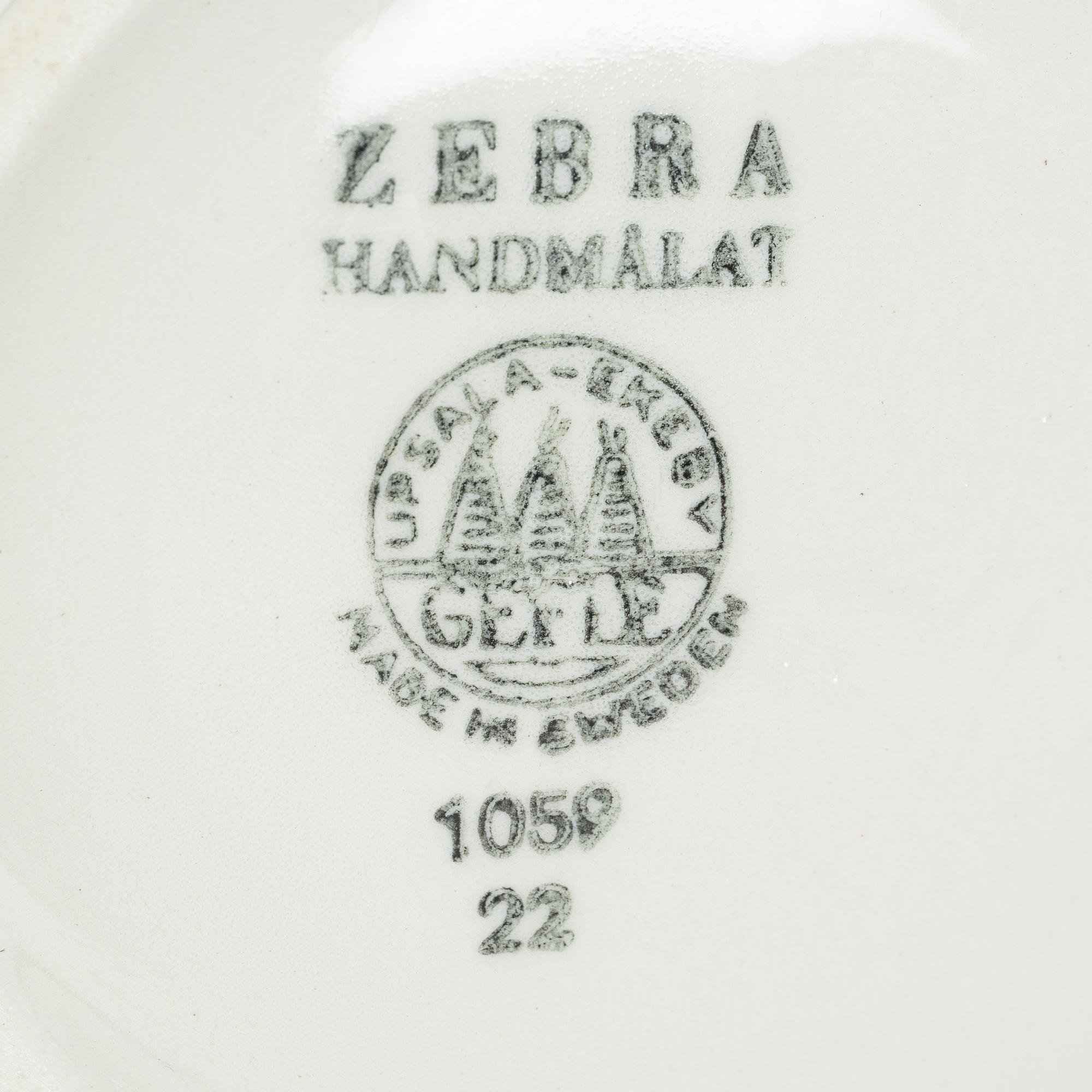 Eugen Trost, tea cups with saucers, 7 pieces, stoneware, "Zebra", Gefle, 1950s.