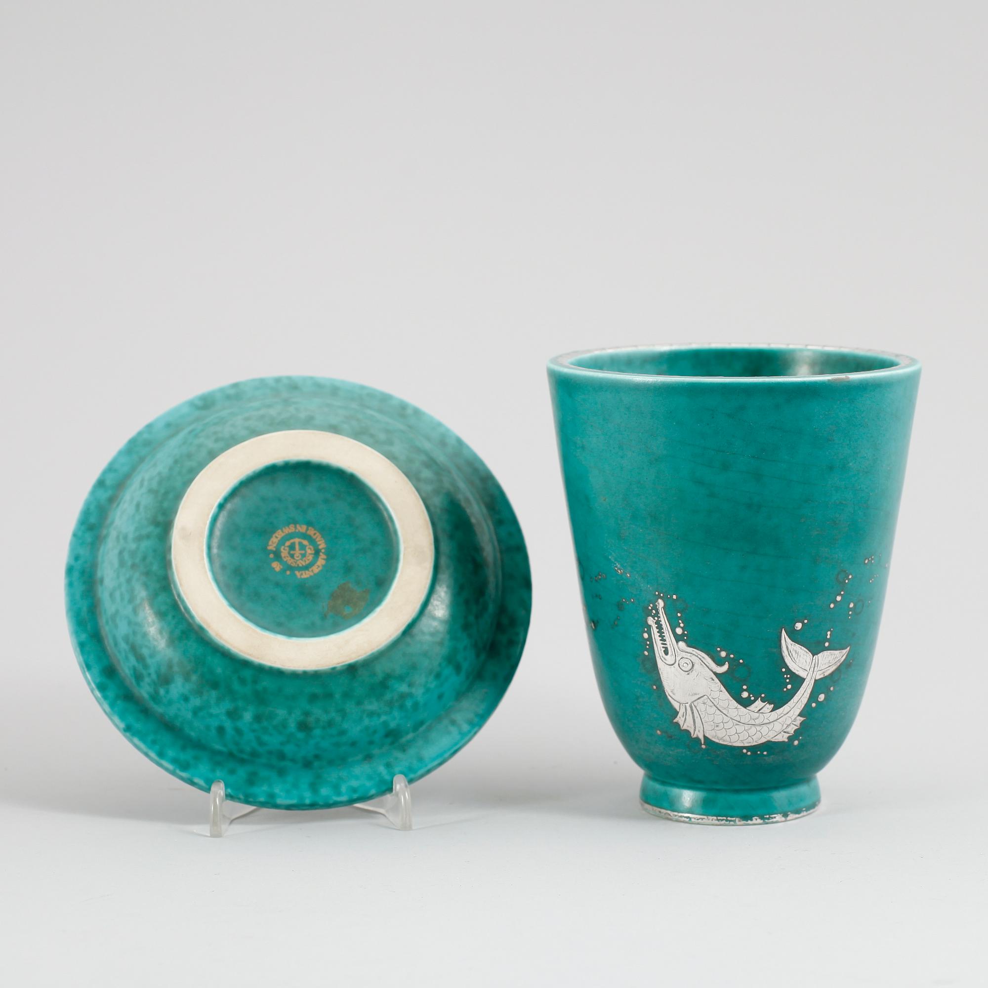 VAS SAMT SKÅL, stengods, Argenta, Gustavsberg.