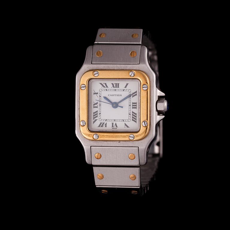 ARMBANDSUR, dam, Cartier Santos, stål och guld. Original etui, garantikort 1993.