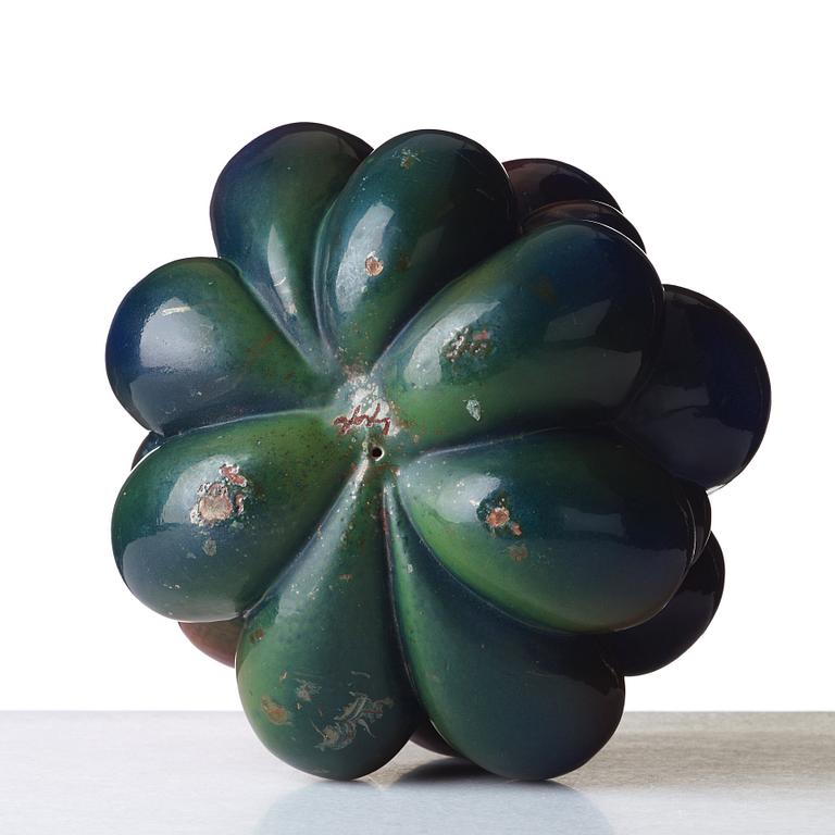 Hans Hedberg, a faience blackberry sculpture on a separate bronze base, Biot France.