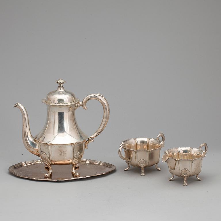 KAFFESERVISDELAR, 4 st, silver, Norge, 1938, vikt ca1126 g,