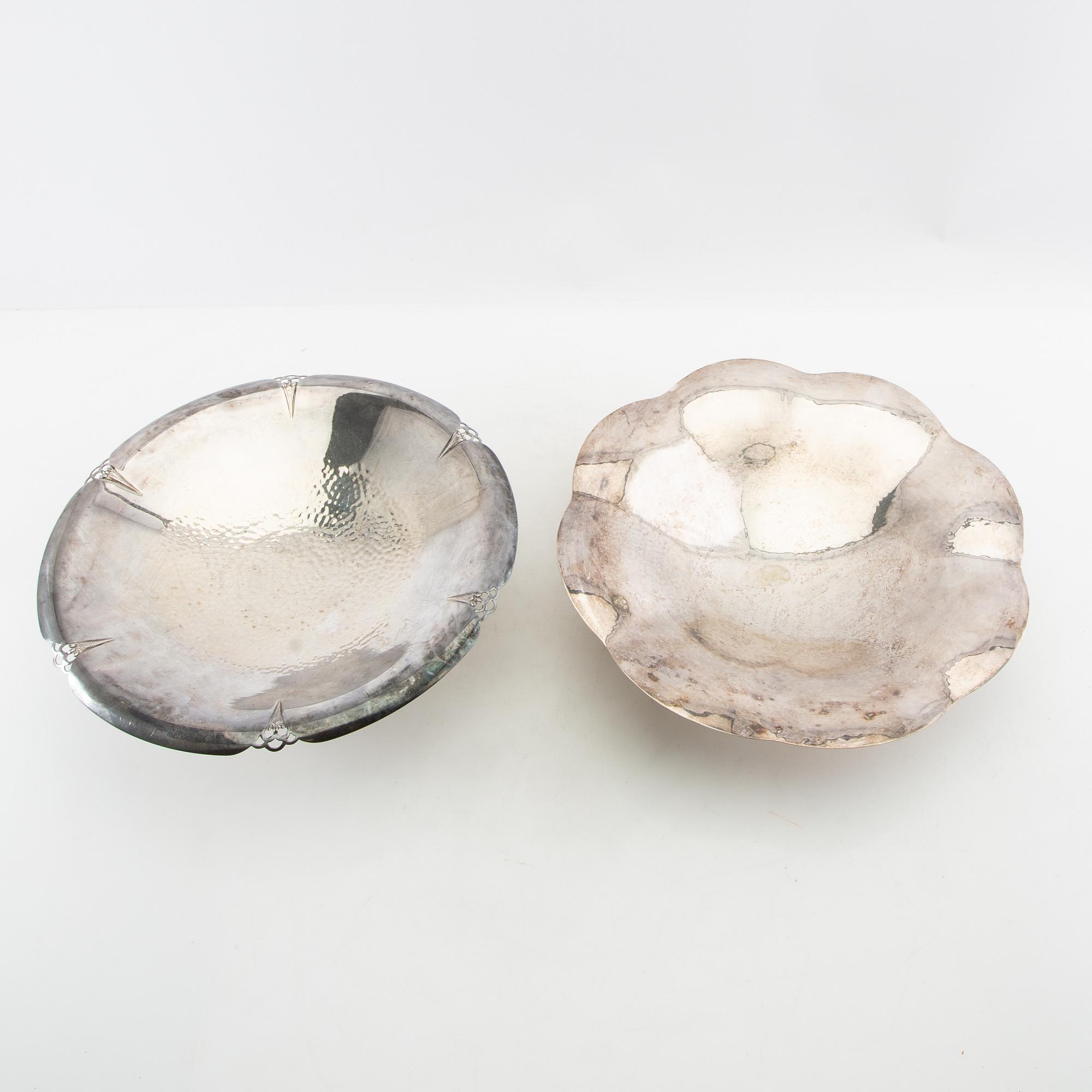 Bowls 2 pcs of silver-plated metal, first half of the 20th century.