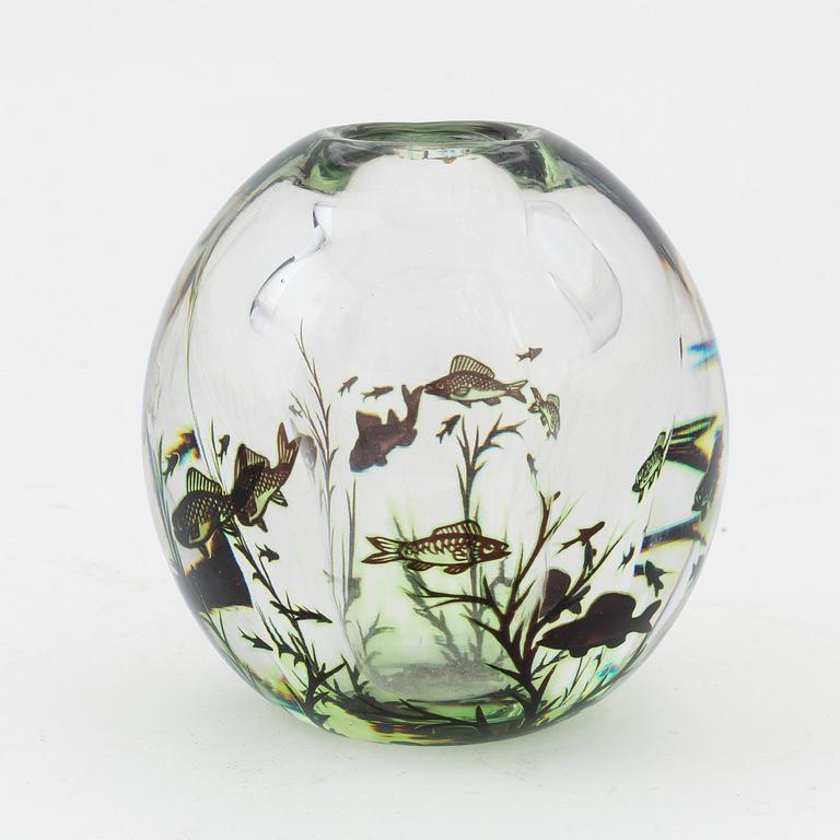 Edward Hald, a 'Fish graal' glass vase, Orrefors, Sweden.