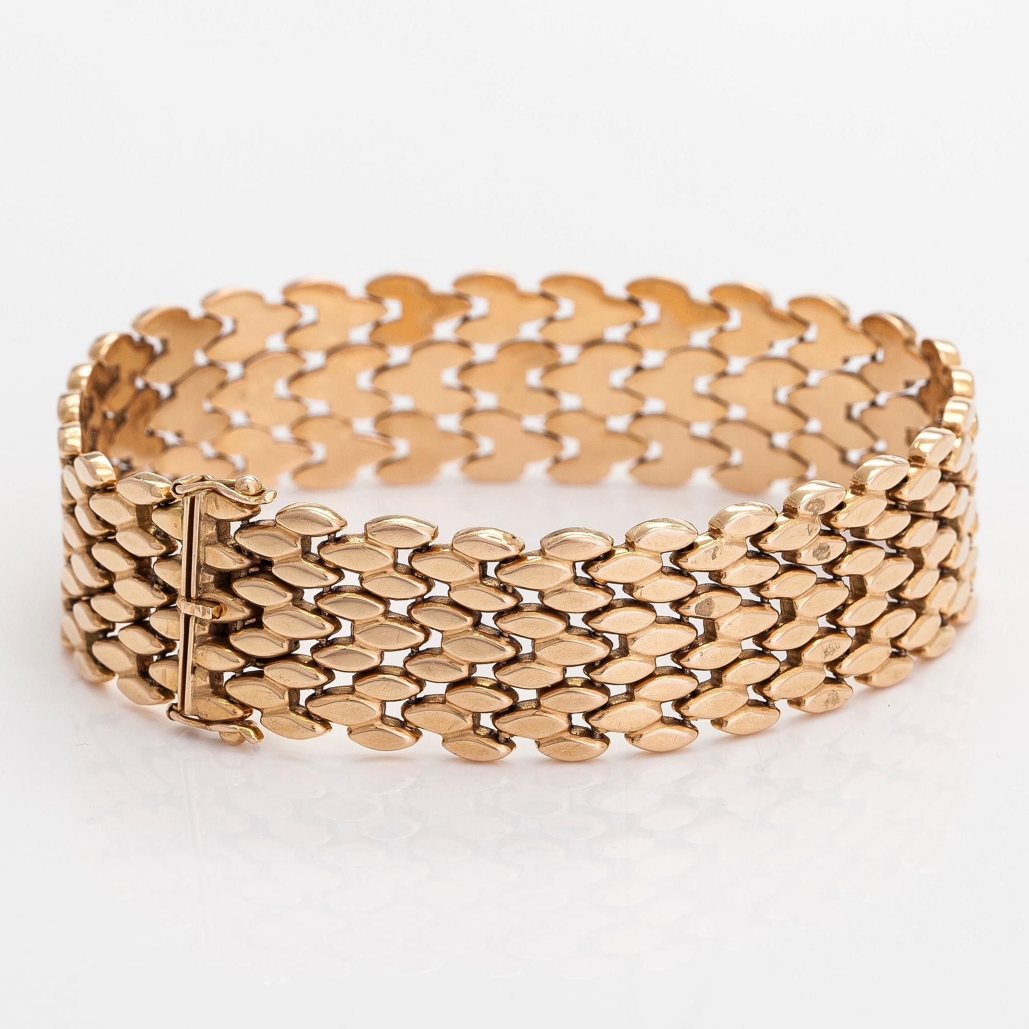 Armband, 14K guld, Reino Olavi Saastamoinen, Helsingfors 1979.