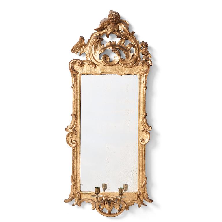 A pair of Danish rococo girandole mirrors.