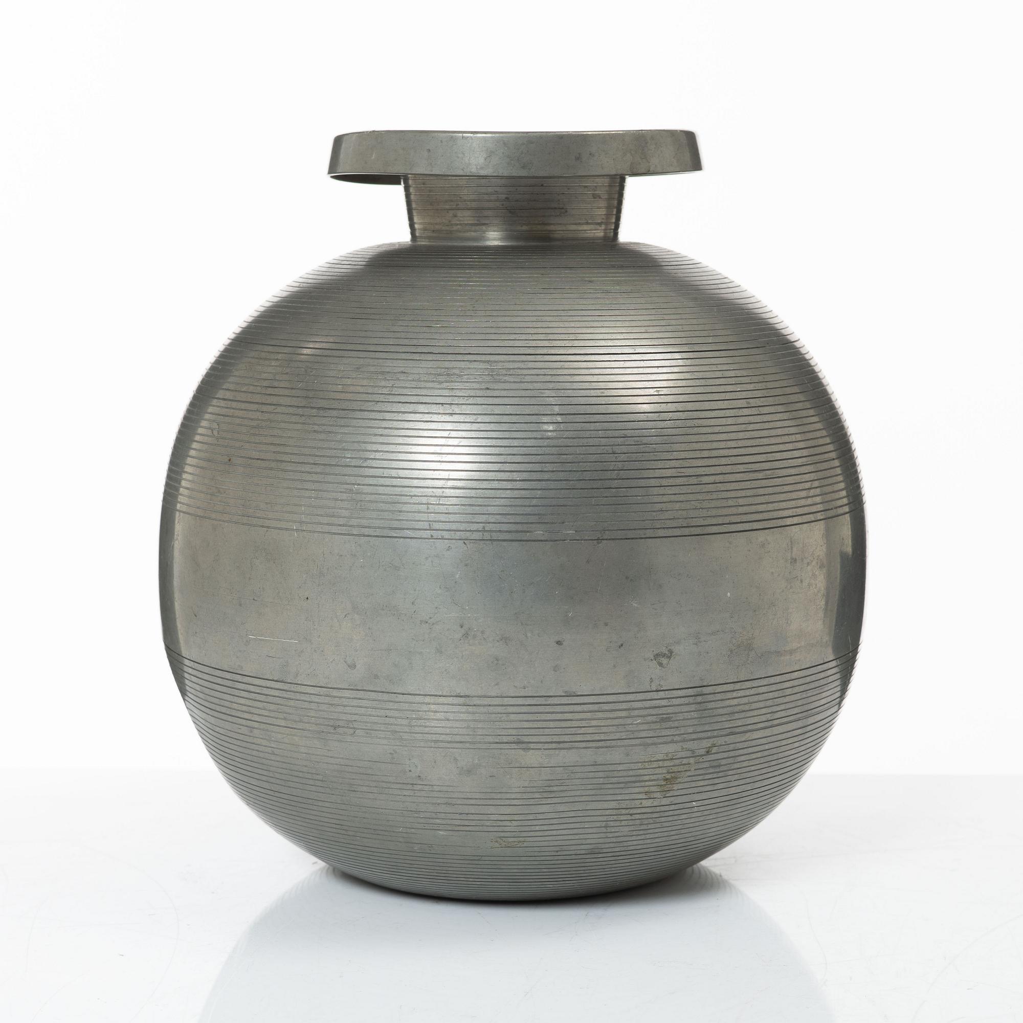 Sylvia Stave,  a pewter vase model '5496', C.G. Hallberg, Stockholm, 1934.