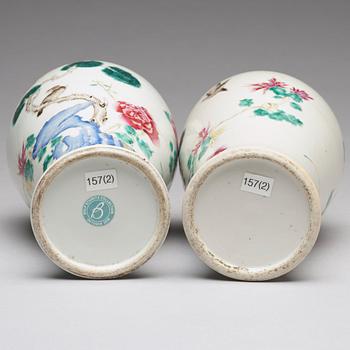 A pair of famille rose vases, Qing dynasty, Qianlong (1736-95).