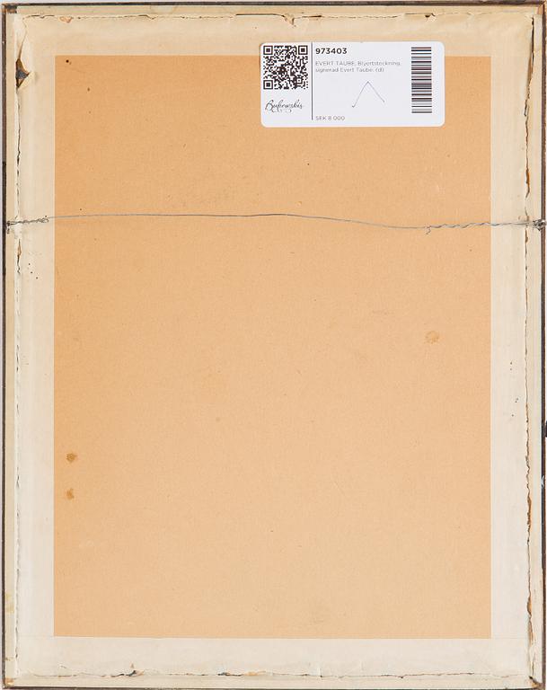 EVERT TAUBE,  Pencil, signed Evert Taube.