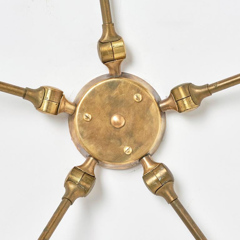 Bertil Brisborg, a rare brass wall lamp, Nordiska Kompaniet, 1950s.