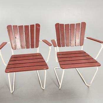Garden furniture, 4 chairs, table, 1950s.