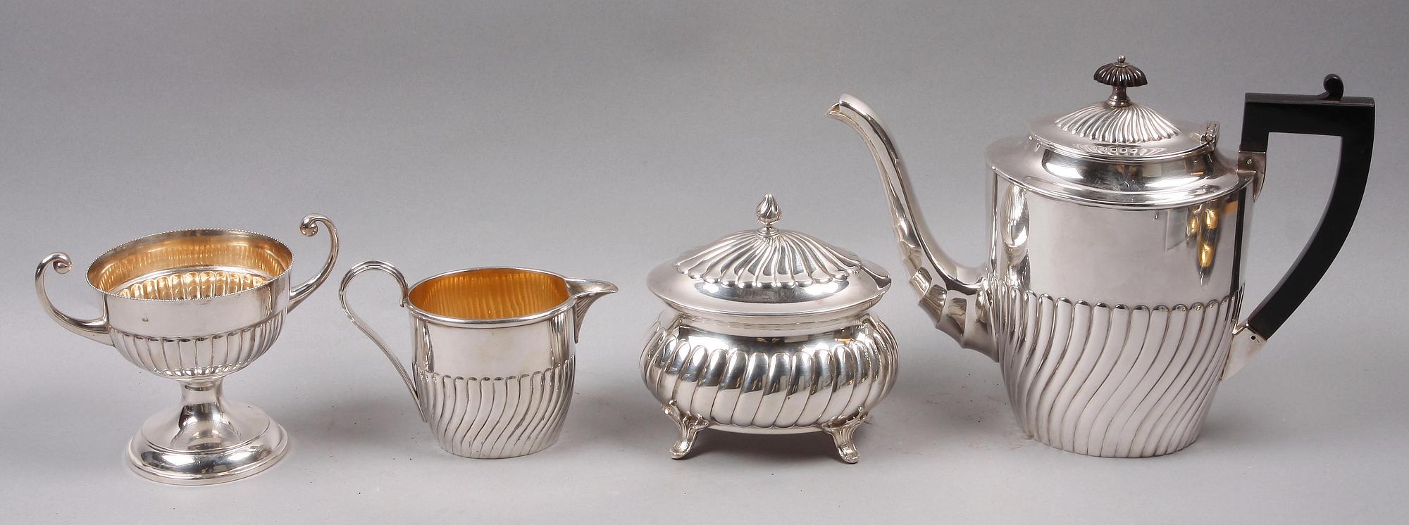 KAFFESERVIS, 4 delar, nysilver. A.G Dufva. 1900-tal.