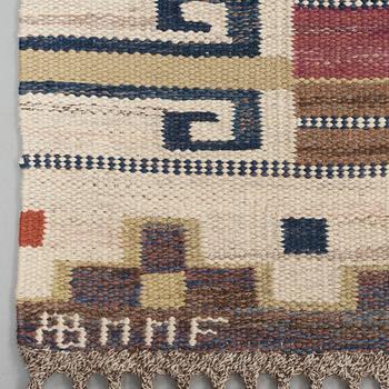 CARPET. "Bruna heden". Flat weave. 301 x 205 cm. Signed AB MMF.