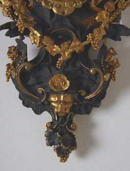 VÄGGPENDYL, brons, rokokostil. 1900-tal.
