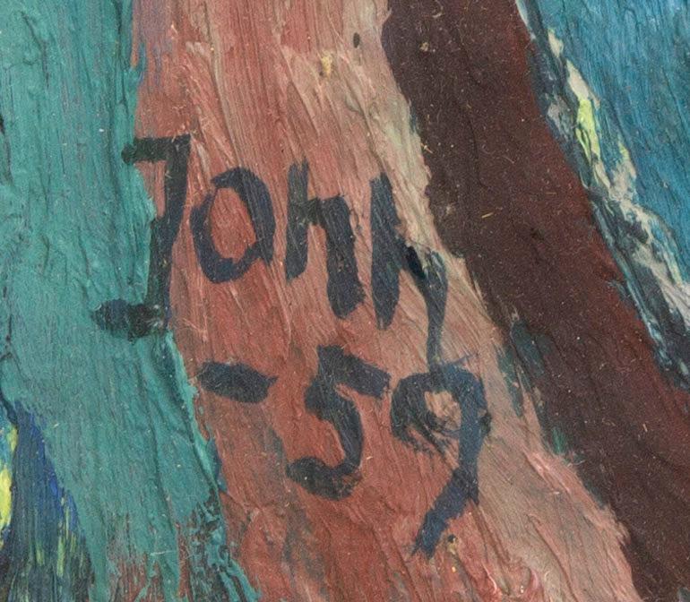 Gunnar Jonn, olja/blandteknik på papper, signerad och daterad -59.