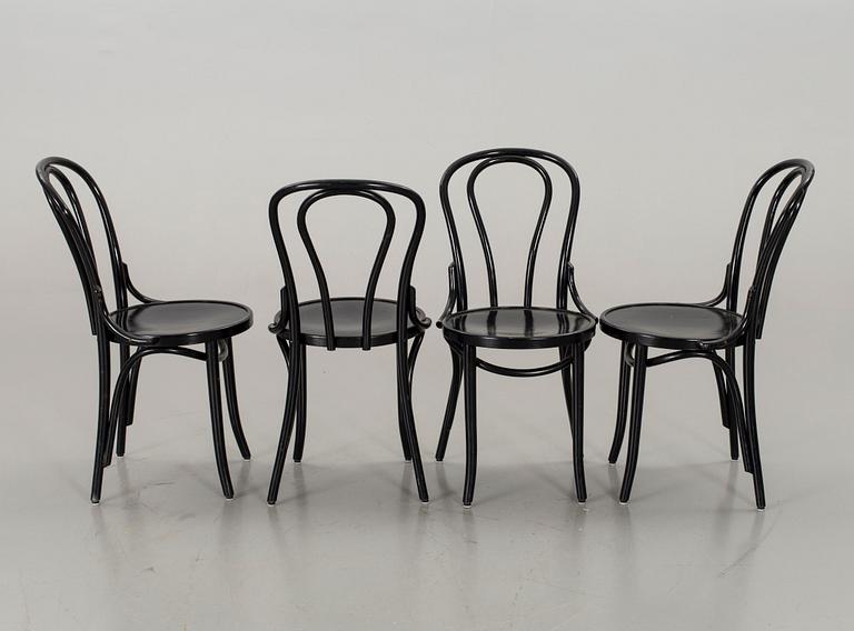 6 BLACK BENTWOOD CHAIRS SECOND HALF OF 20TH CENTURY, THONET-STYLE.