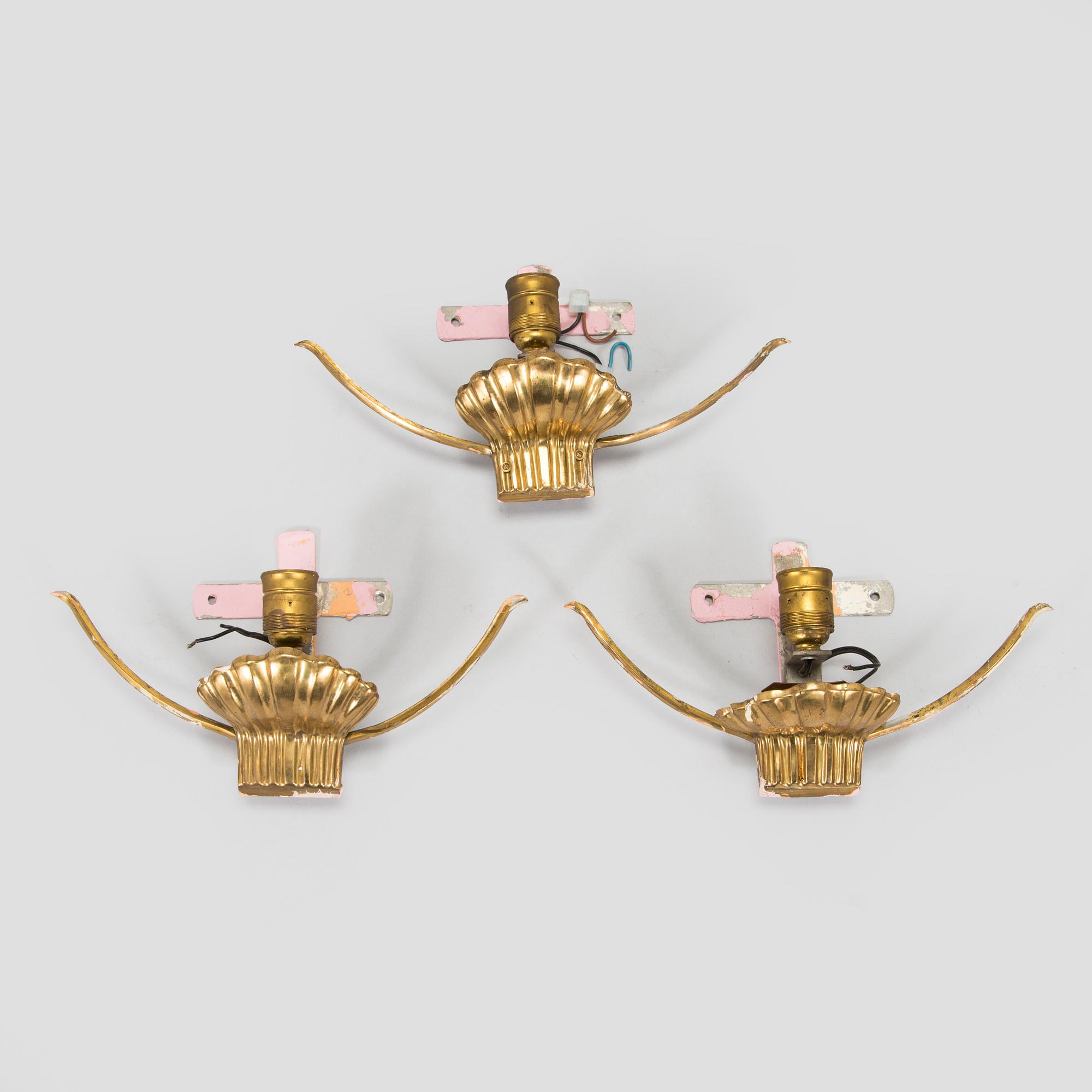 Vägglampor, 3, st,  beställningsarbete Idman 1943.