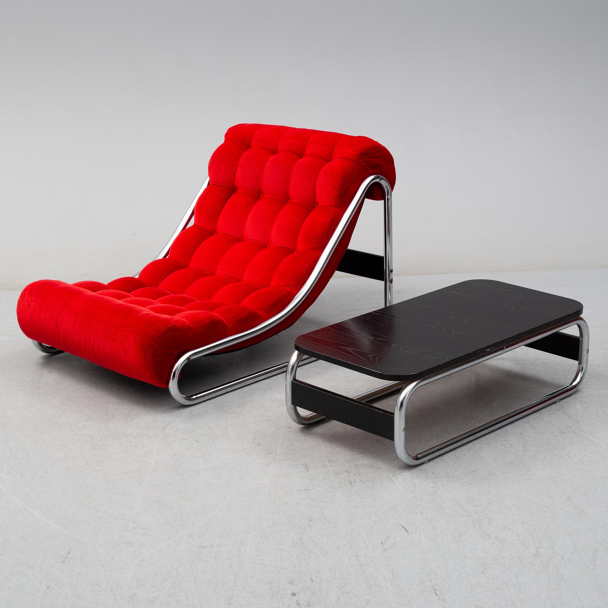 GILLIS LUNDGREN, fåtölj samt bord, "Impala", IKEA.