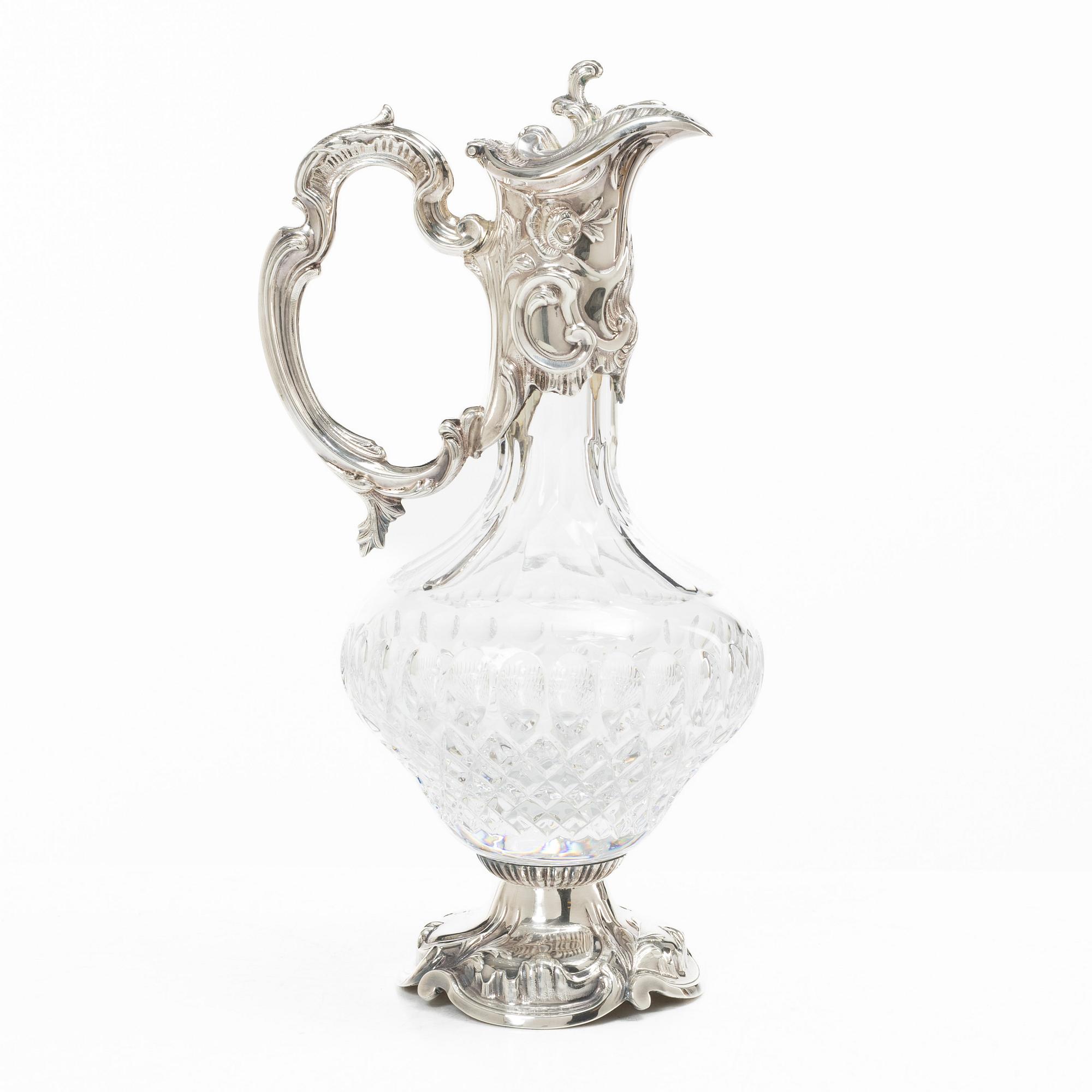 Wine jug with silver mount, Topazio, Portugal.