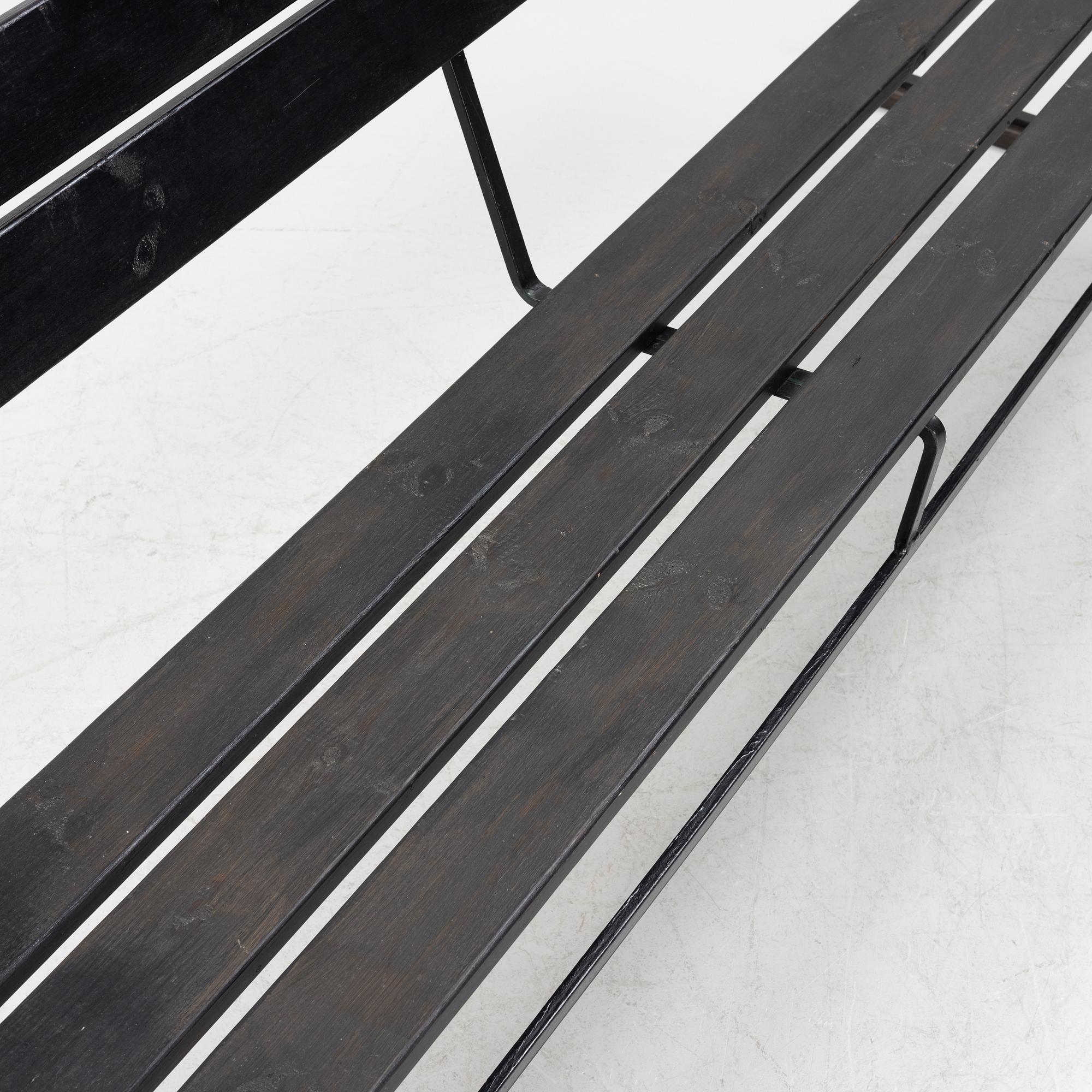 A 'Soffa5' iron and wood garden bench, Grythyttan.