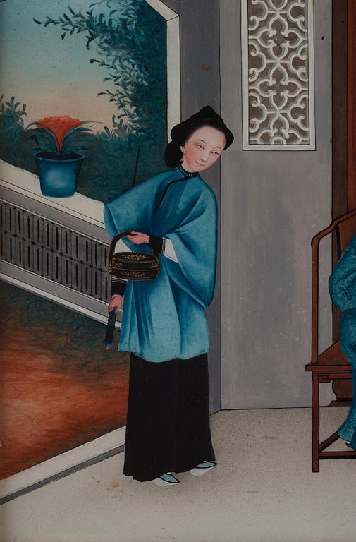 Glasmålning, Qingdynastin, omkring år 1800.