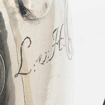 A Swedish late 18th century parcel-gilt silver creamer, mark of Johan Wilhelm Zimmerman, Stockholm 1798.