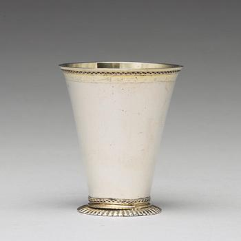 A Swedish 18th century parcel-gilt silver beaker, mark of Johan Ek, Gävle 1735.