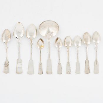 46 pcs silver cutlery, Finland, including mark of Kultakeskus Oy, Hämeenlinna 1963.