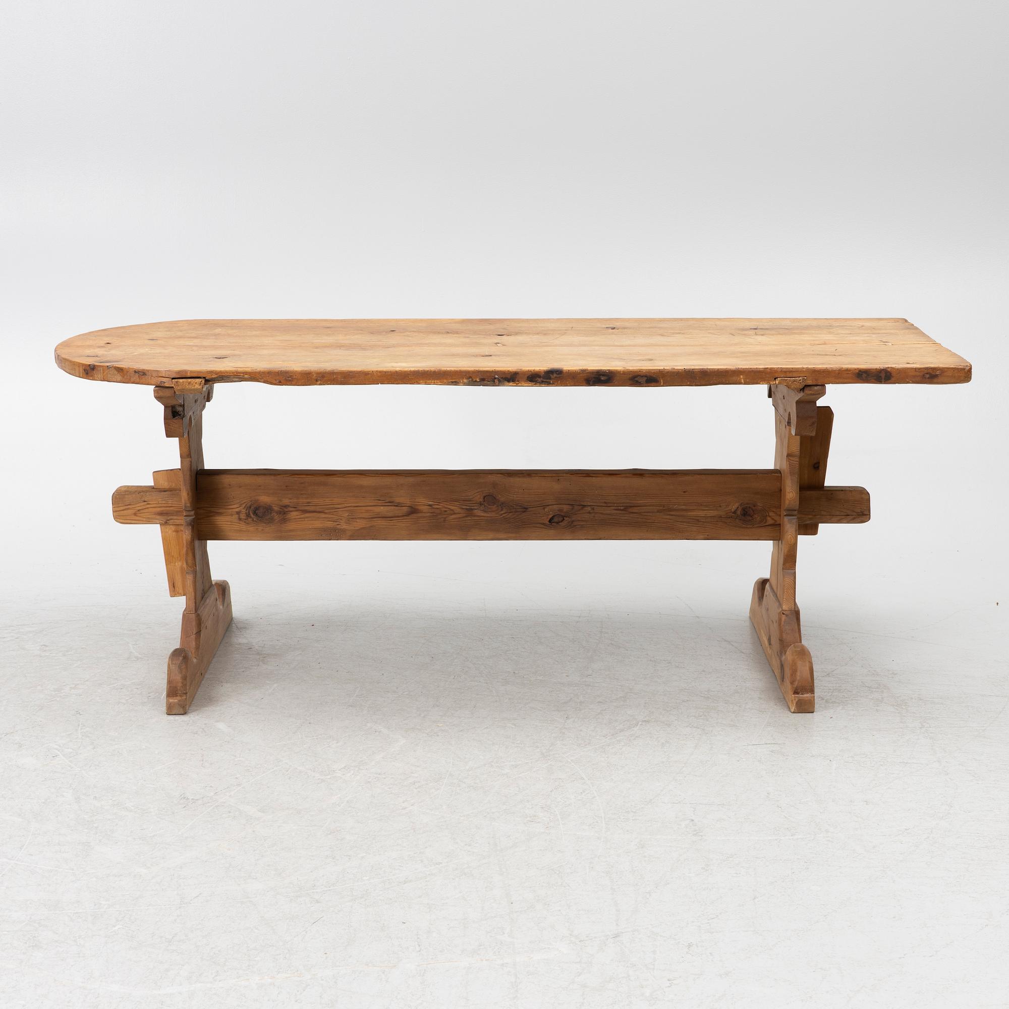 A 19th century pine table.