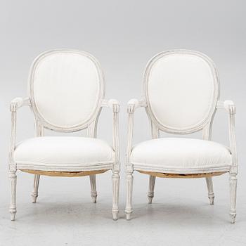Armchairs, a pair, Gustavian style, 20th century.