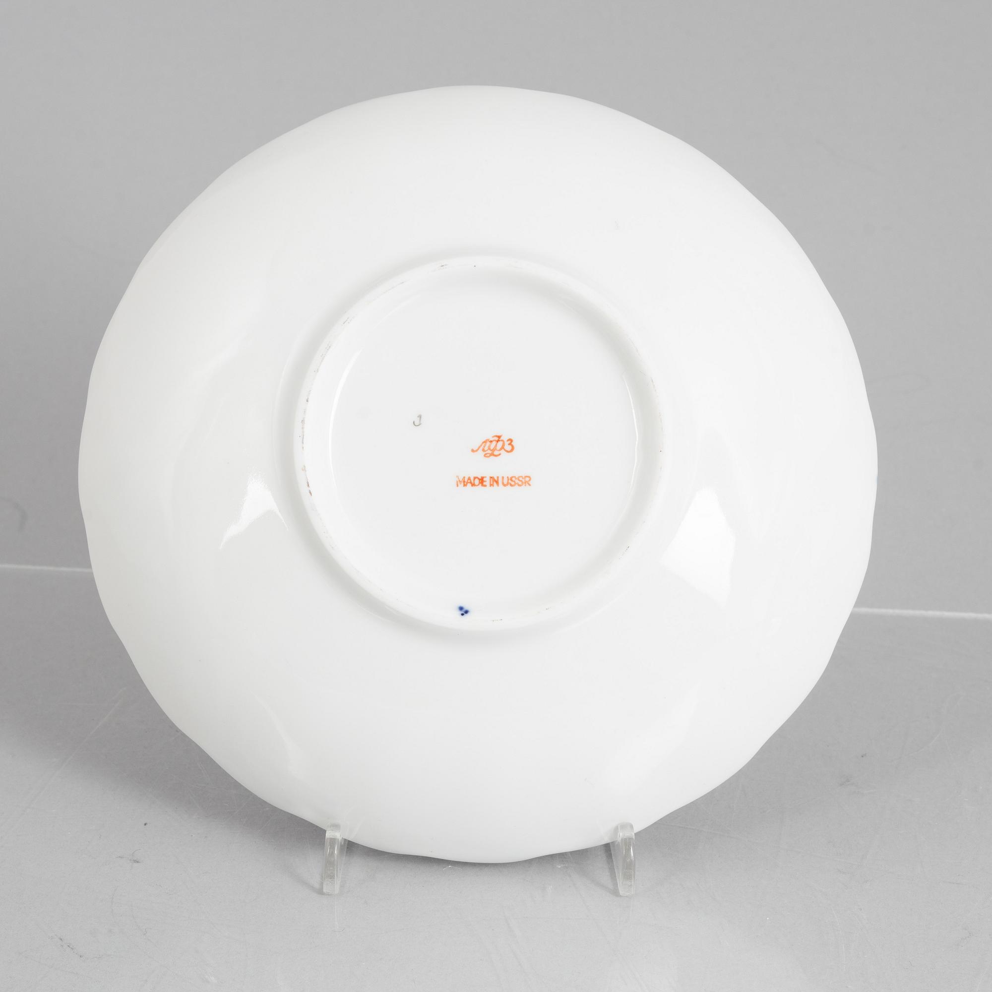 A 32-piece 'Cobalt Net' porcelain coffee service, Lomonosov, Soviet Union.