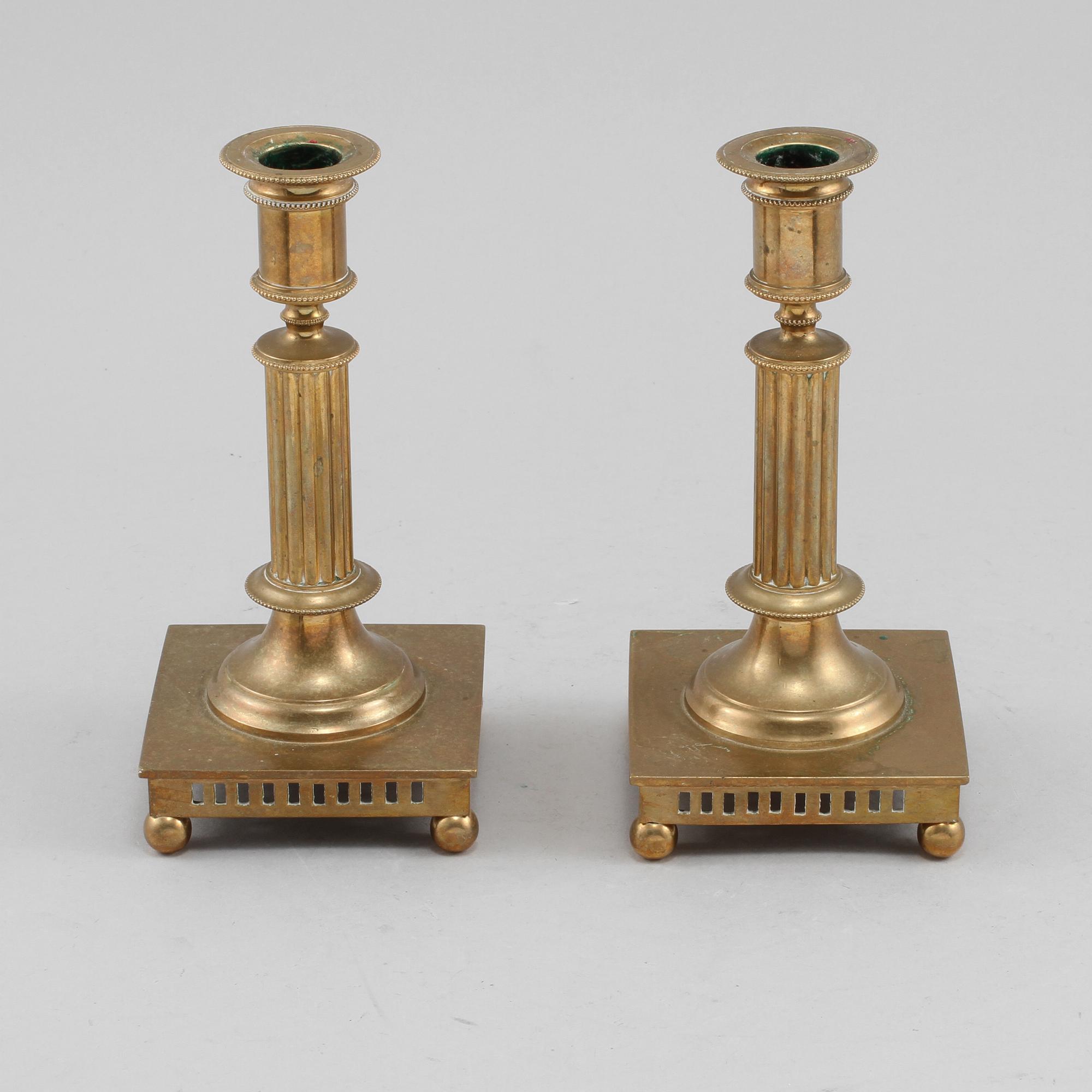 LJUSSTAKAR, 1 par, mässing, Grillby, 1900-talets första hälft.