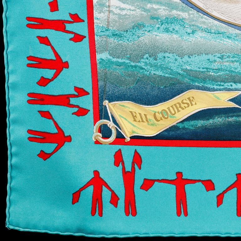 SCARF, siden, En Course", design Yannick Manier, Hermès, Paris, 1900-talets fjärde kvartal.