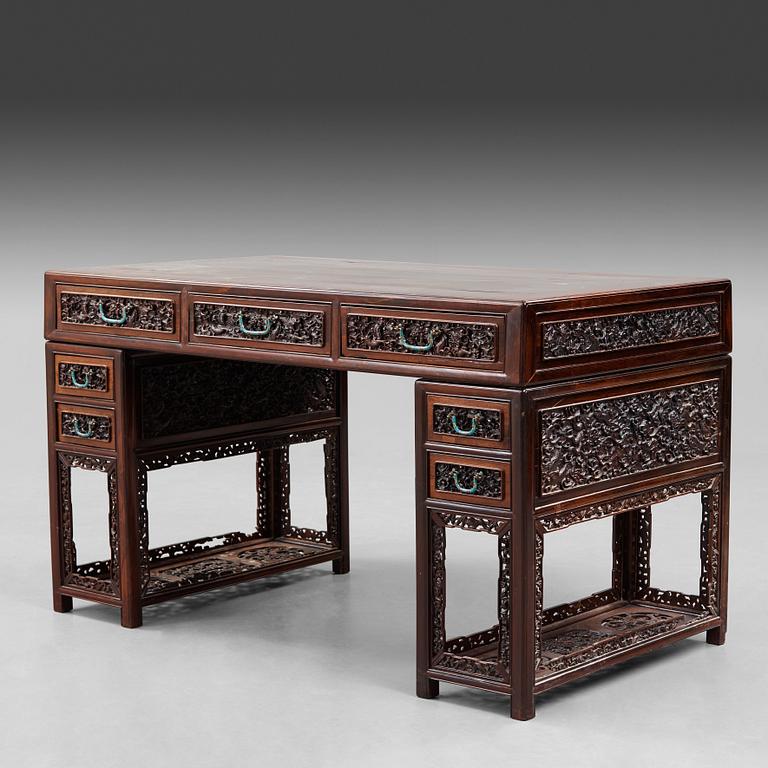 SKRIVBORD, hardwood. Late Qing dynasty, circa 1900.