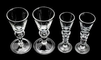 VINGLAS, 8 st samt SNAPSGLAS, 12 st, Reijmyre, 1900-talets andra hälft.