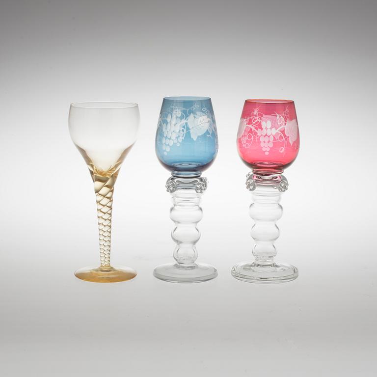 VINGLAS, 8+11 delar, glas, 1900-tal.