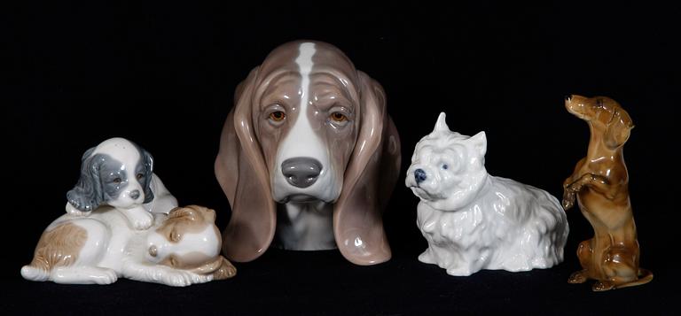 FIGURINER, 4 st, porslin, bl a Lladro, Kongl Dansk.